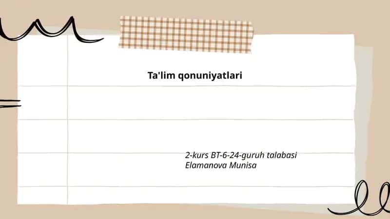 Ta'lim qonuniyatlarining nazariy asoslari