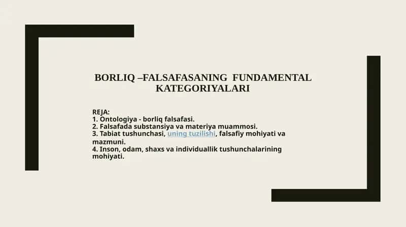 Borliq–Falsafasaningfundamentalkategoriyalari