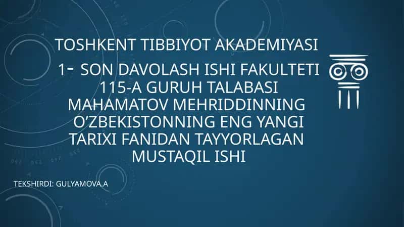 Mustaqil O‘zbekiston Respublikasining tashkil topishi