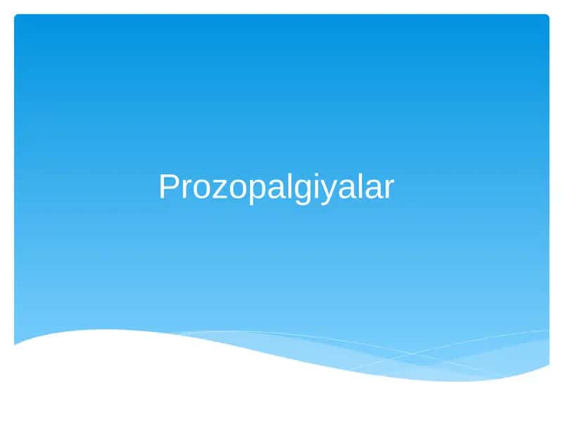 Prozopalgiyalar