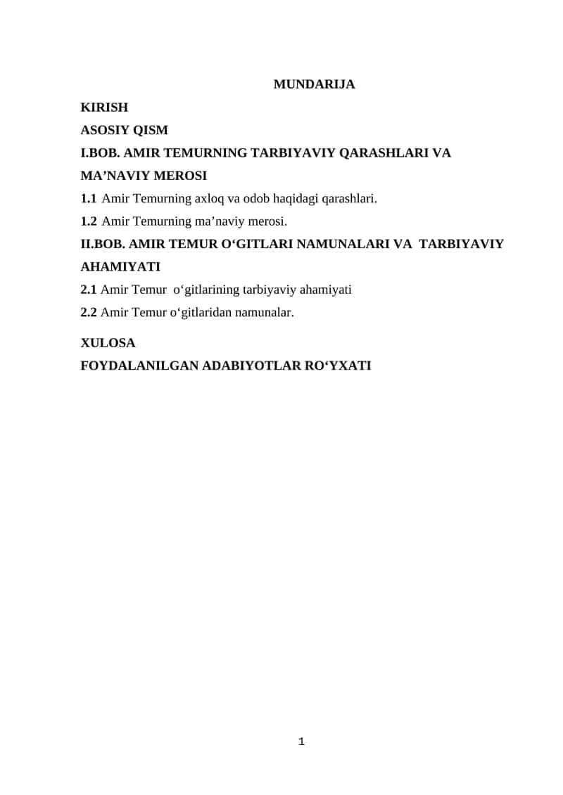 Amir Temur o‘gitlaridan foydalanish