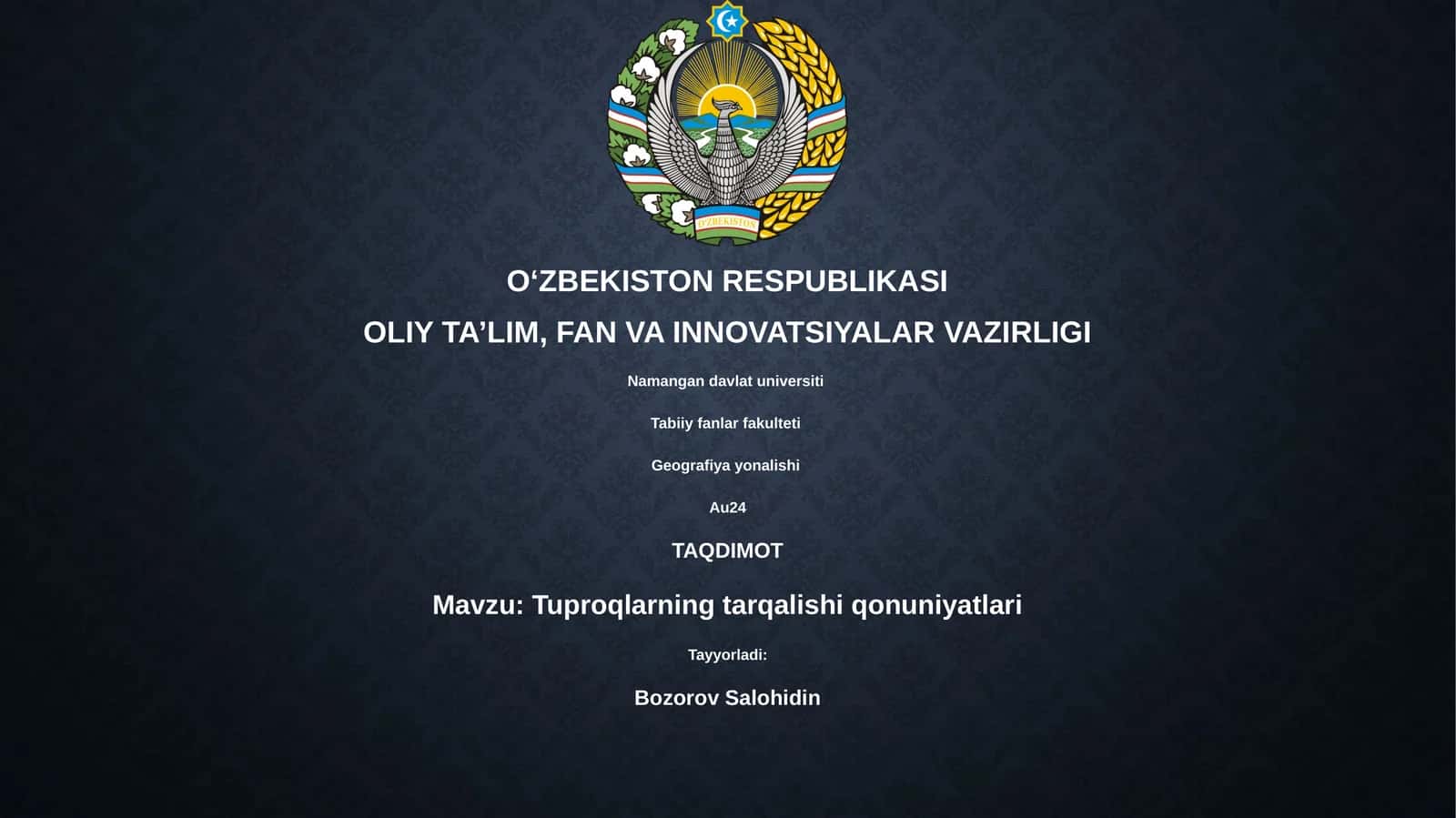 Tuproqlarning tarqalishi qonuniyatlari