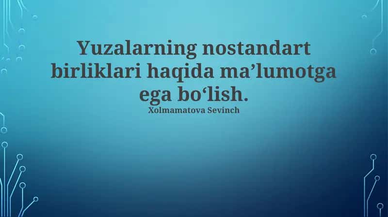 Nostandart O'lchov Birliklari