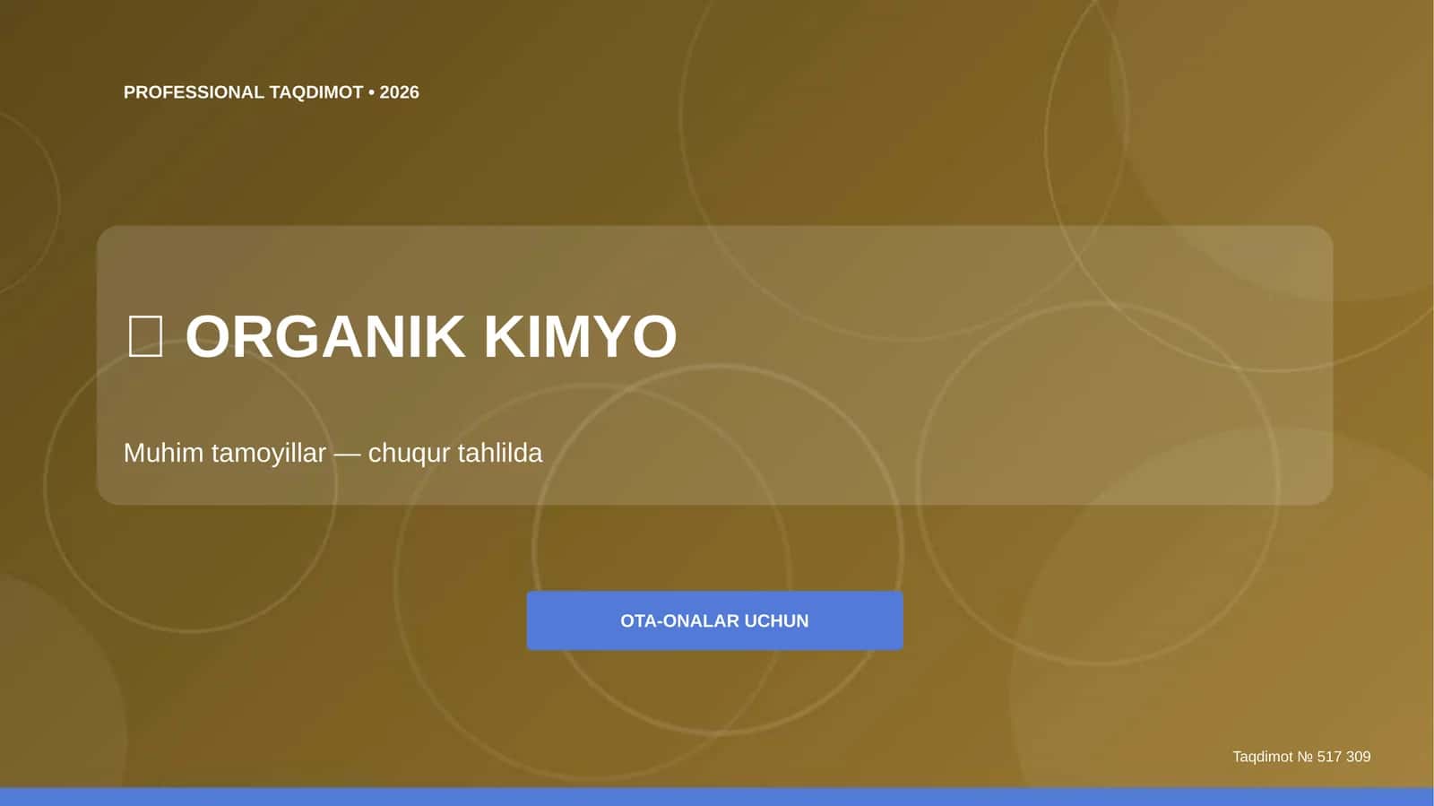ORGANIK KIMYO Muhim tamoyillar