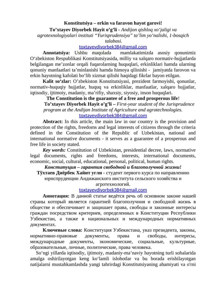 O'zbekiston Konstitutsiyasi