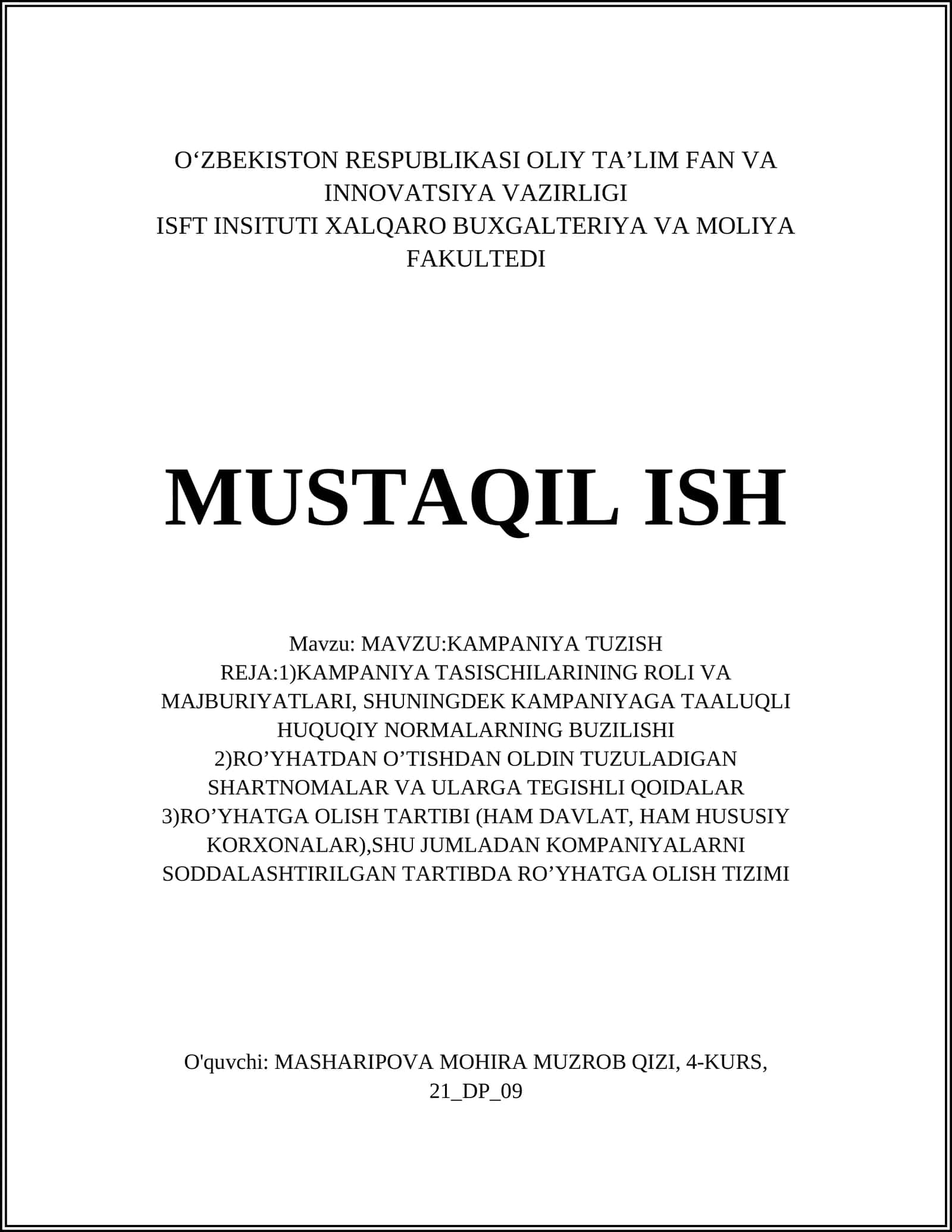 KAMPANIYA TUZISH