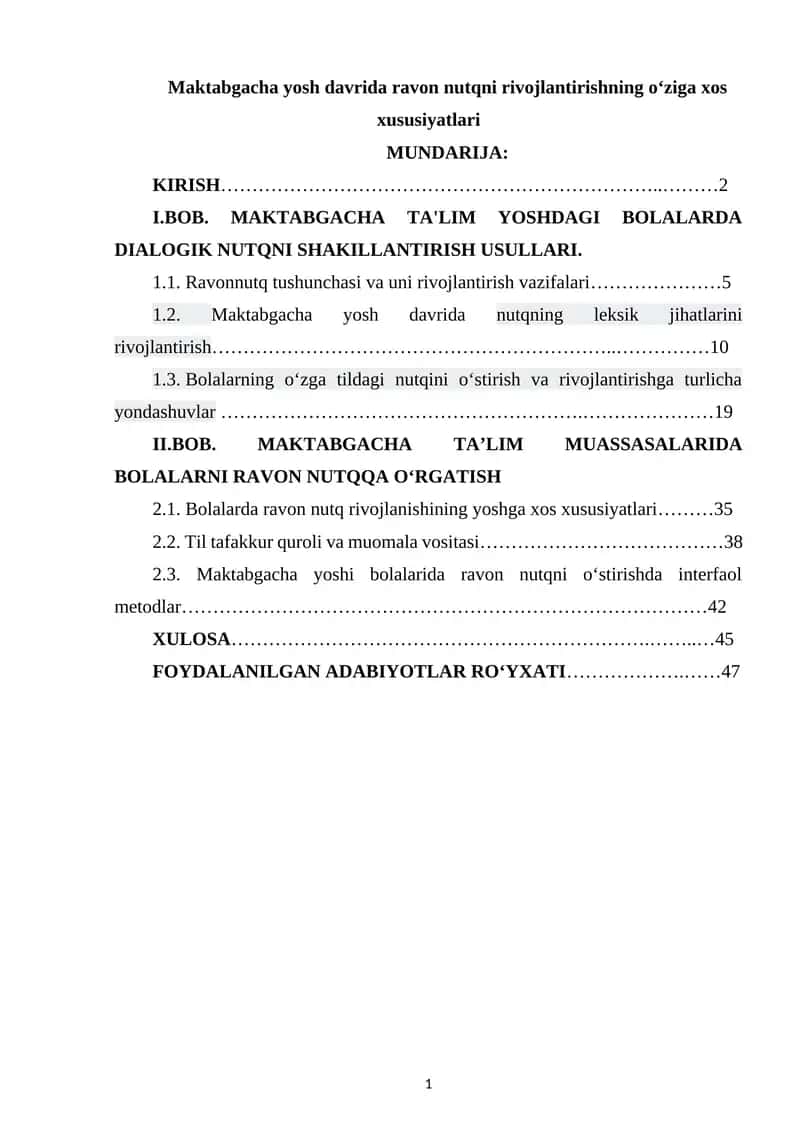 Maktabgacha yosh davrida ravon nutqni rivojlantirishning o‘ziga xos xususiyatlari