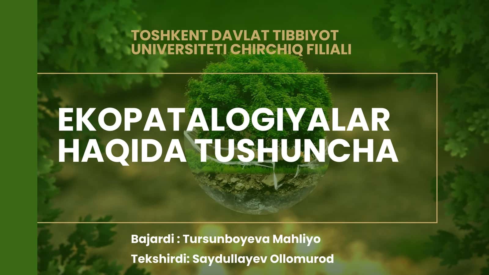 EKOPATALOGIYALAR HAQIDA TUSHUNCHA