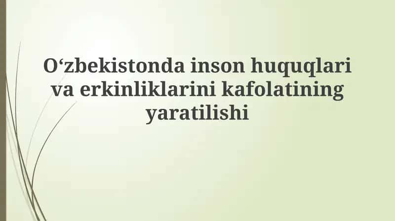 O'zbekistondagi inson huquqlari va erkinliklarini yaratilishi