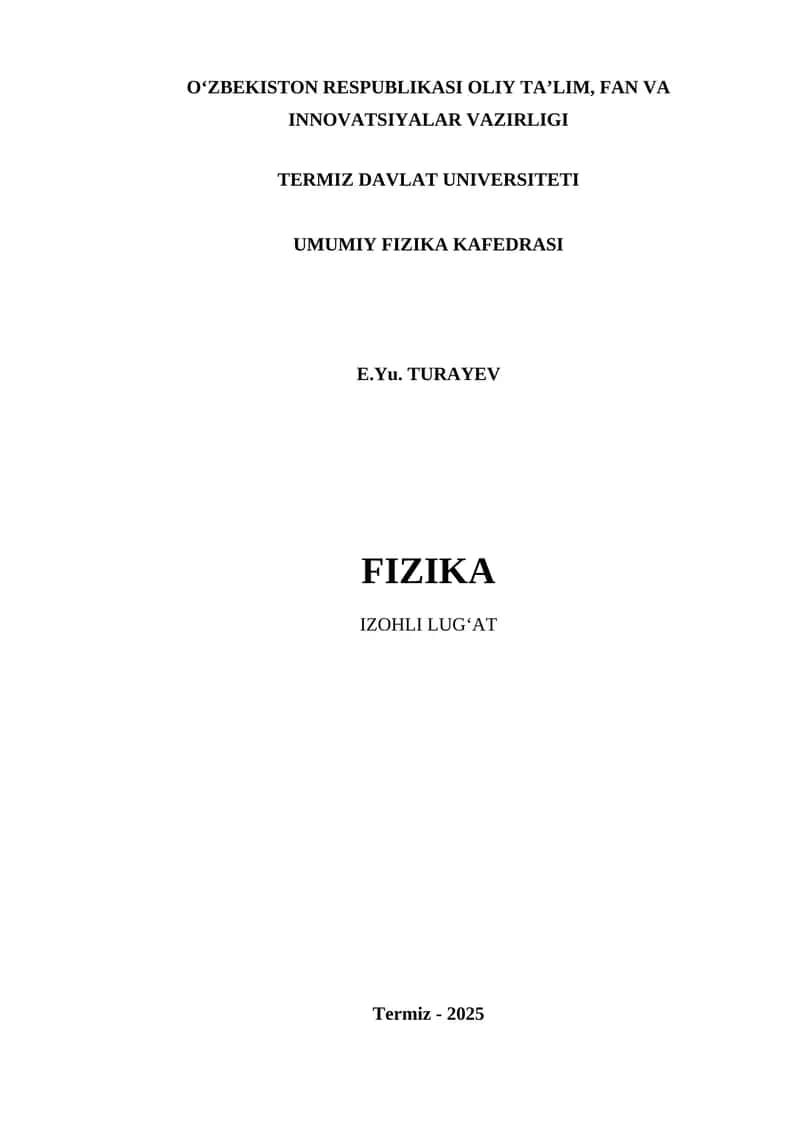 Fizika: izohli lu‘gat