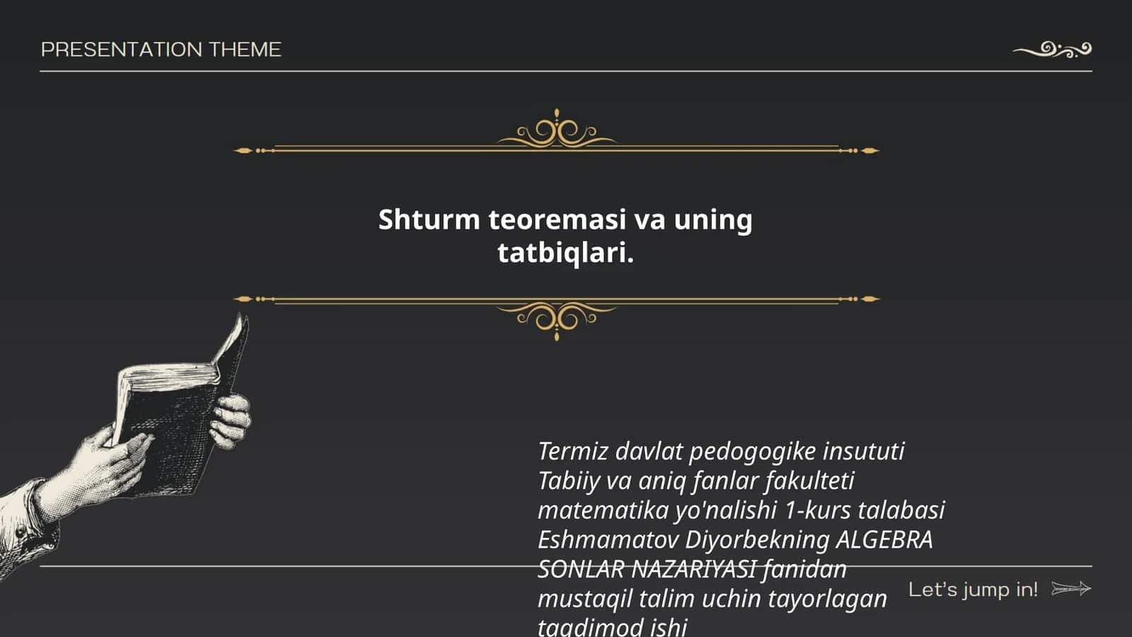 Shturm teoremasi va uning tatbiqlari