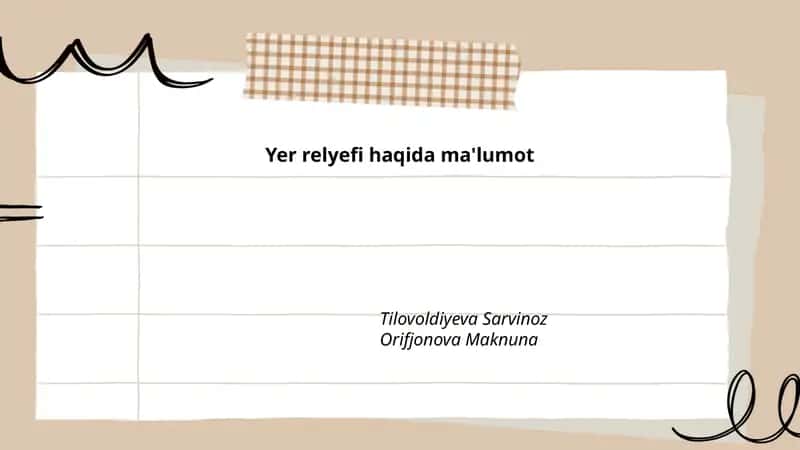 Yer relyefi haqida ma'lumot