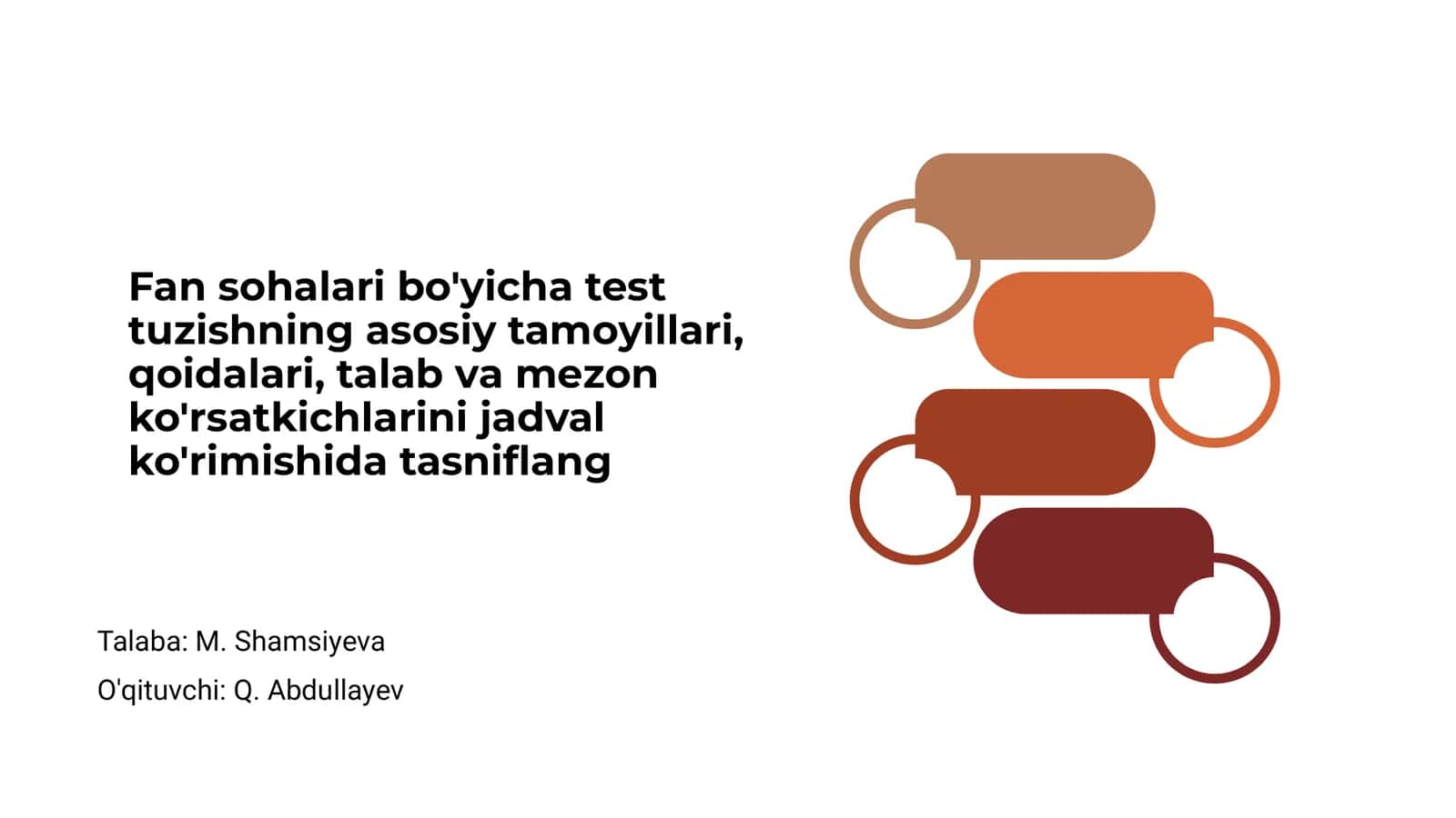 Fan sohalari bo'yicha test tuzishning asosiy tamoyillari