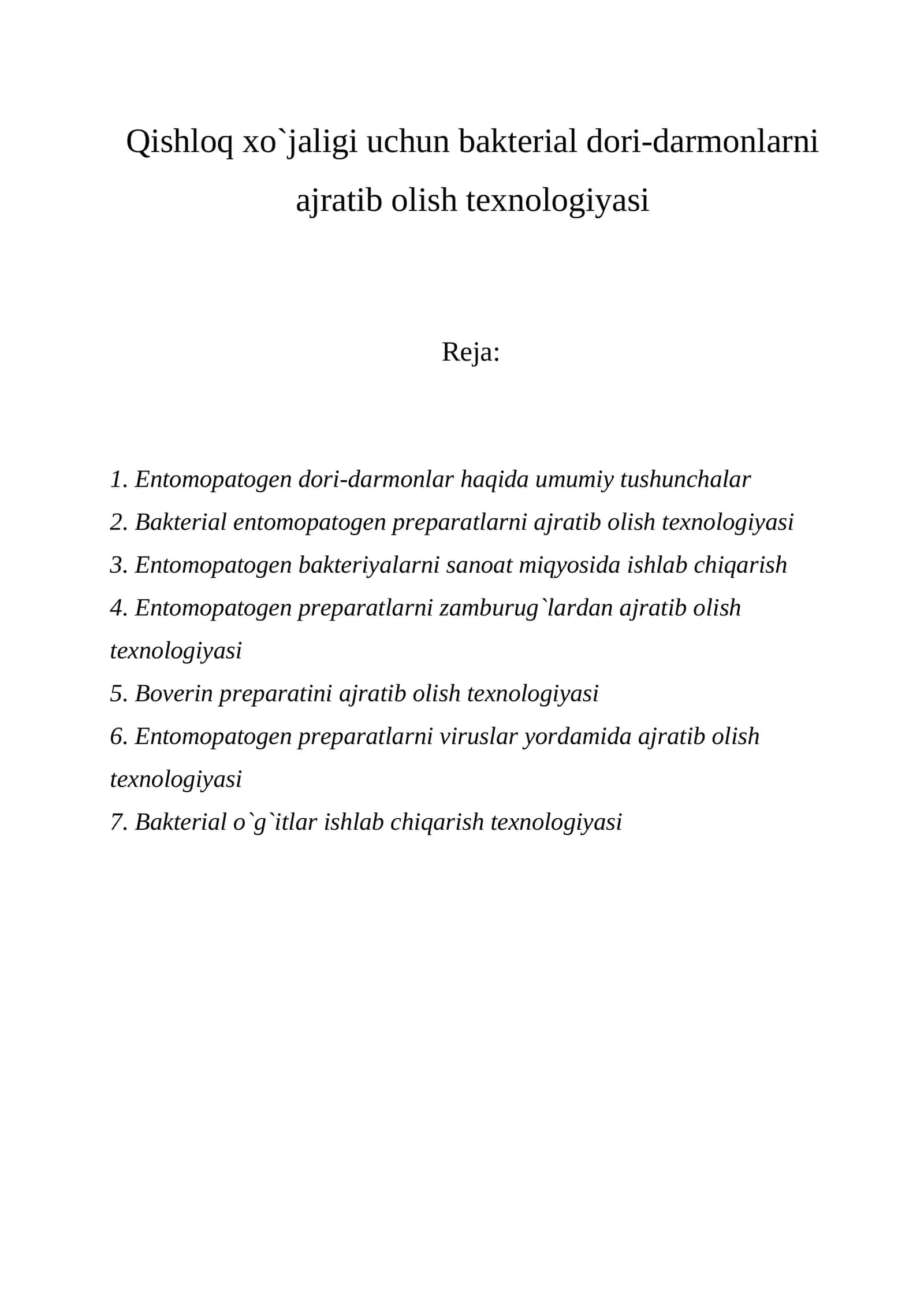 Qishloq xo`jaligi uchun bakterial dori-darmonlarni ajratib olish texnologiyasi