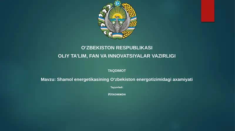 ShamolenergetikasiningOʻzbekistonenergotizimidagiaxamiyati