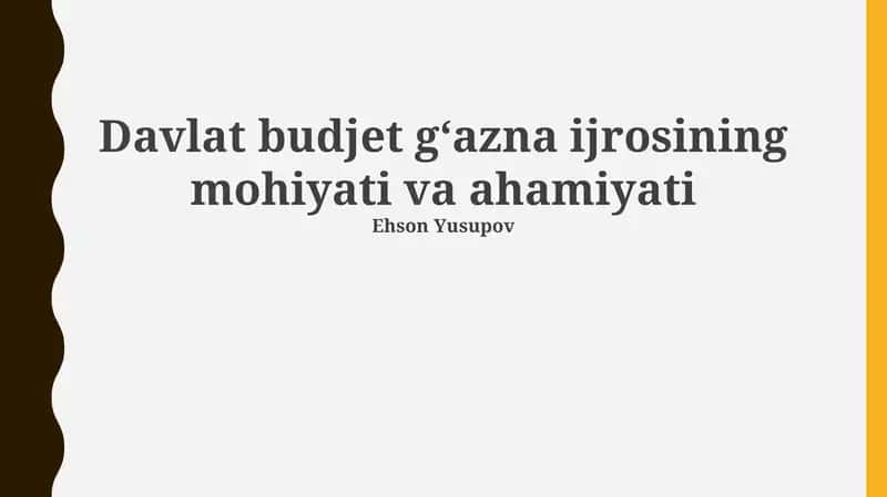 Zamonaviy texnologiyalar va byudjet xazinachiligi