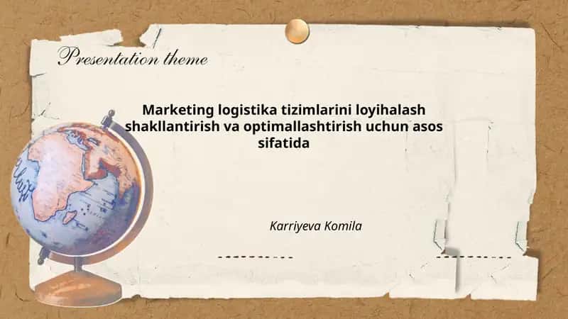 Marketing-logistika tizimlarini loyihalash shakllantirish va optimallashtirish