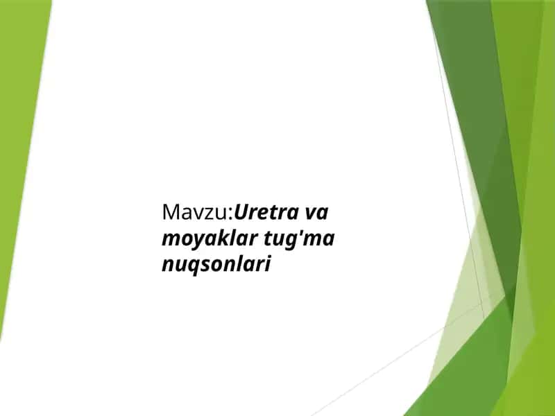 Uretra va moyaklar tug'ma nuqsonlari