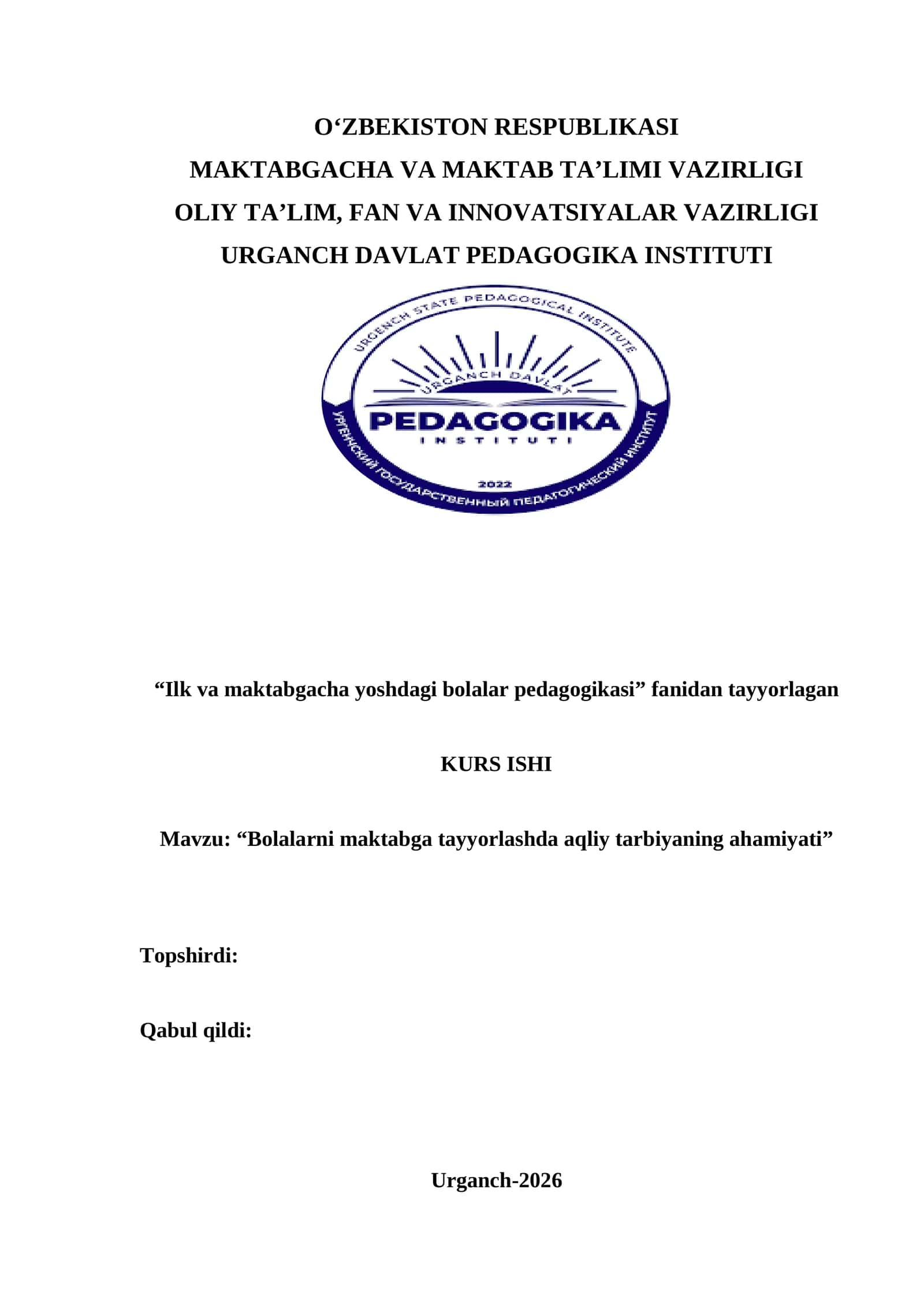 Bolalarni maktabga tayyorlashda aqliy tarbiyaning ahamiyati