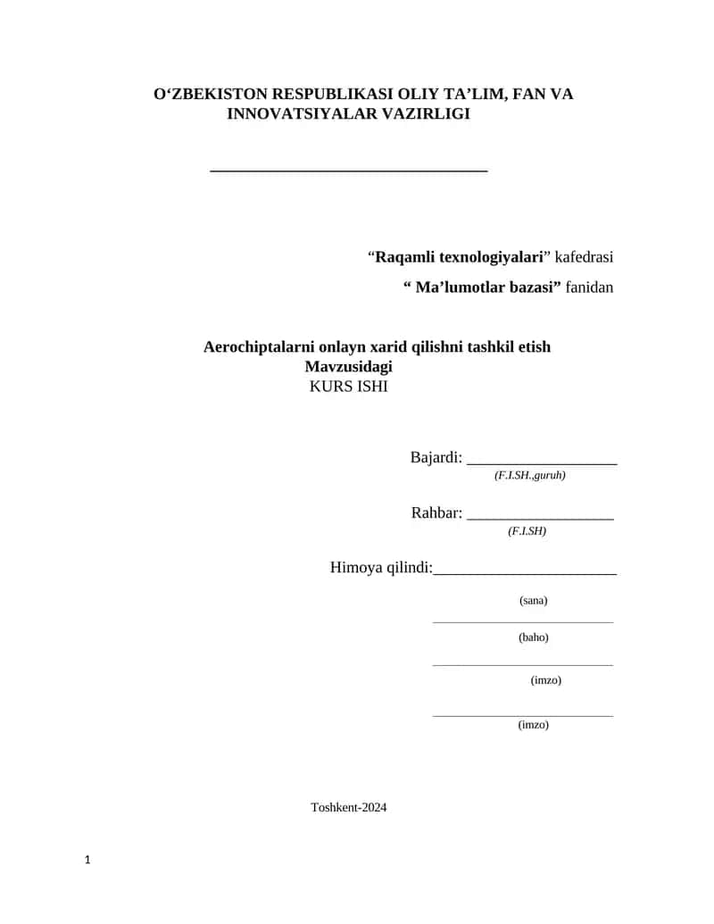 Aerochiptalarni onlayn xarid qilishni tashkil etish
