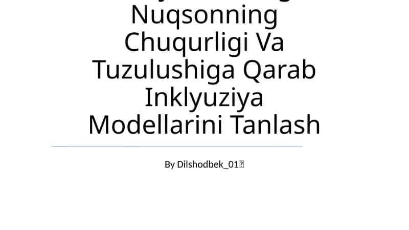 Alohida Yordamga Muhtoj Bolalarda Rivojlanushdagi Nuqsonning Chuqurligi Va Tuzulushiga Qarab Inklyuziya Modellarini Tanlash
