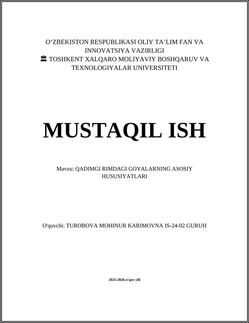 QADIMGI RIMDAGI GOYALARNING ASOSIY HUSUSIYATLARI