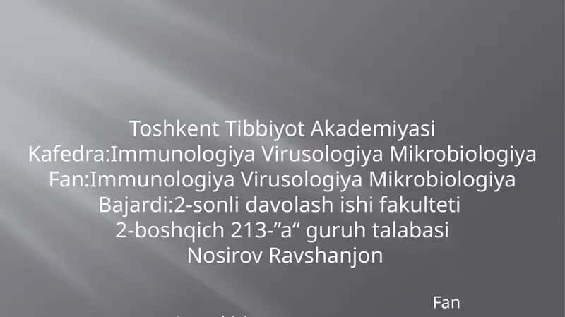 Kasalxona ichidagi tarqaluvchi yuqumlikasaliklar va ularning labaratoriya tashxislari