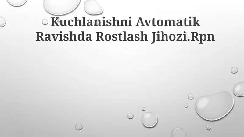 Kuchlanishni Avtomatik Ravishda Rostlash Jihozi.Rpn