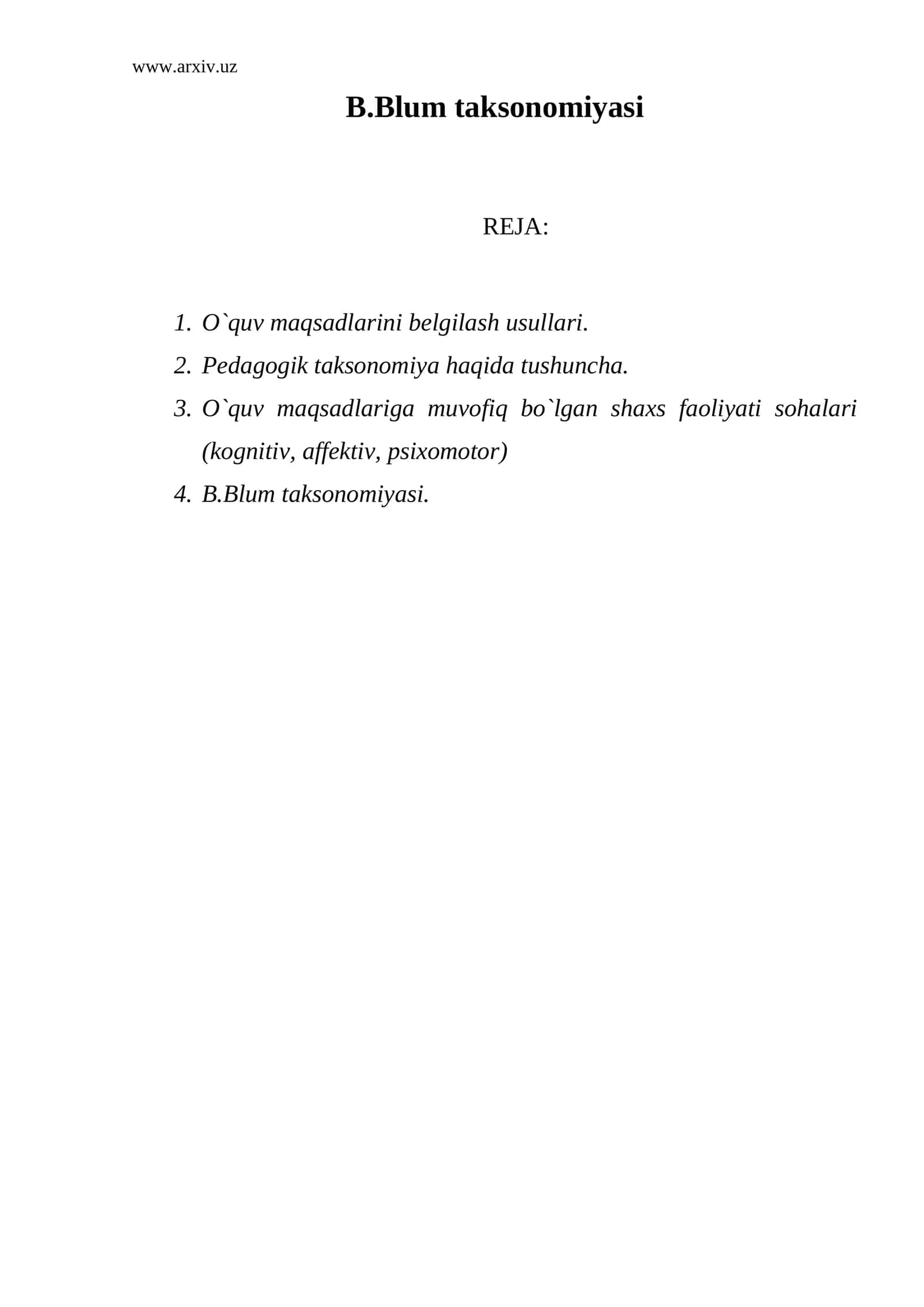 B.Blum taksonomiyasi