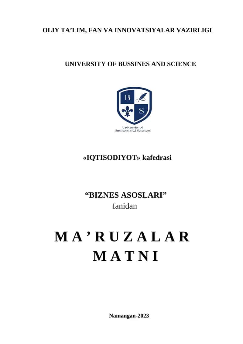 Biznes asoslari kursi