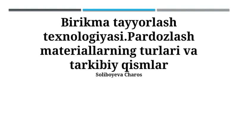 Birikma tayyorlash texnologiyasi