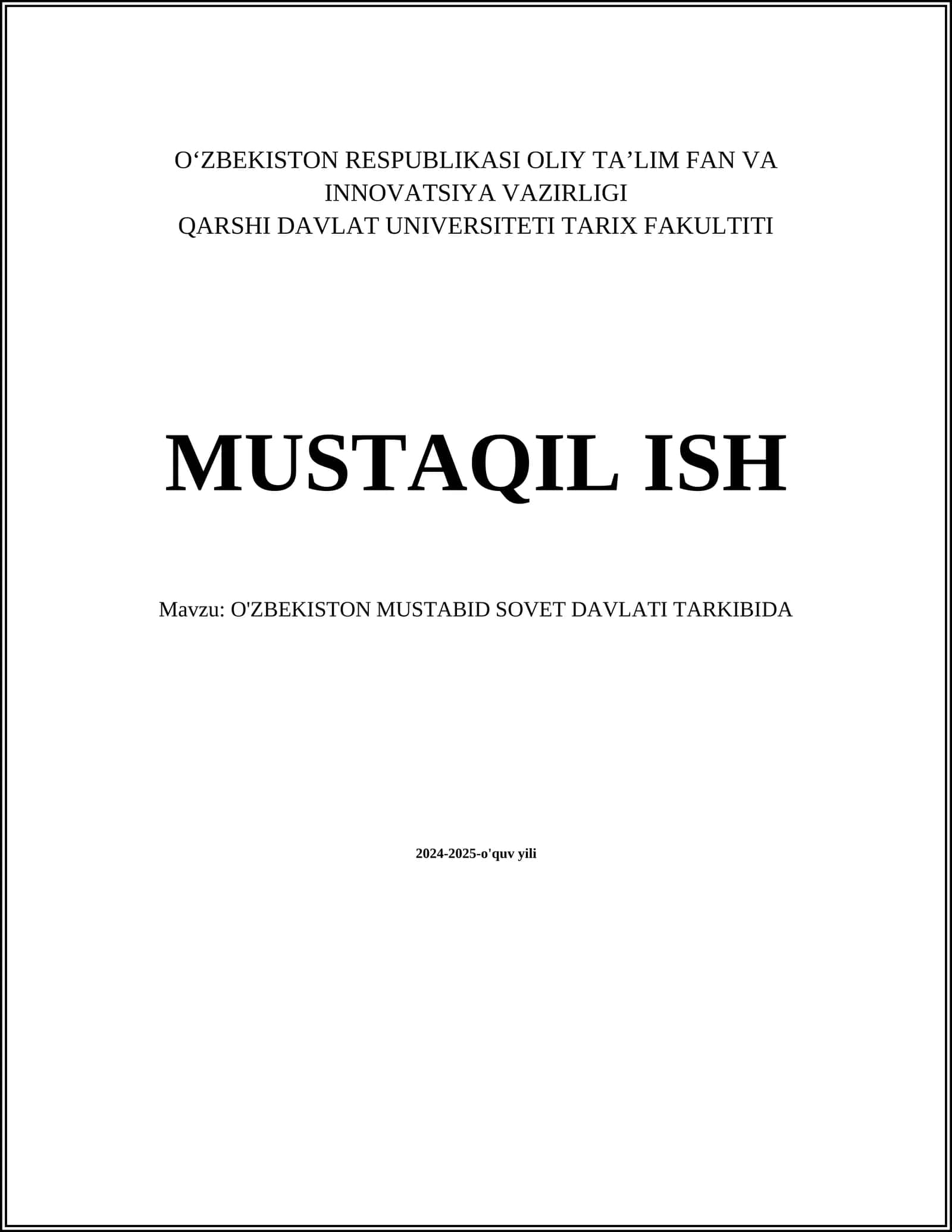 O'zbekiston Mustabid Sovet Davlati Tarkibida