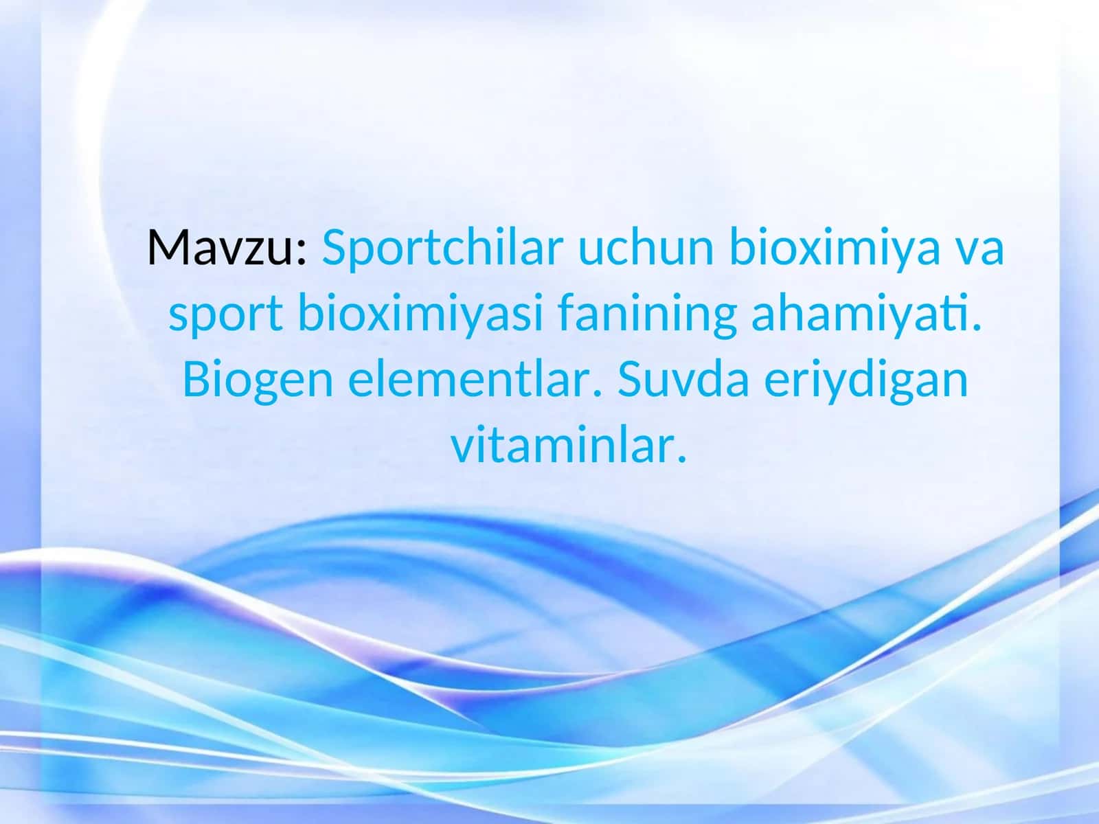 Sportchilar uchun bioximiya va sport bioximiyasi