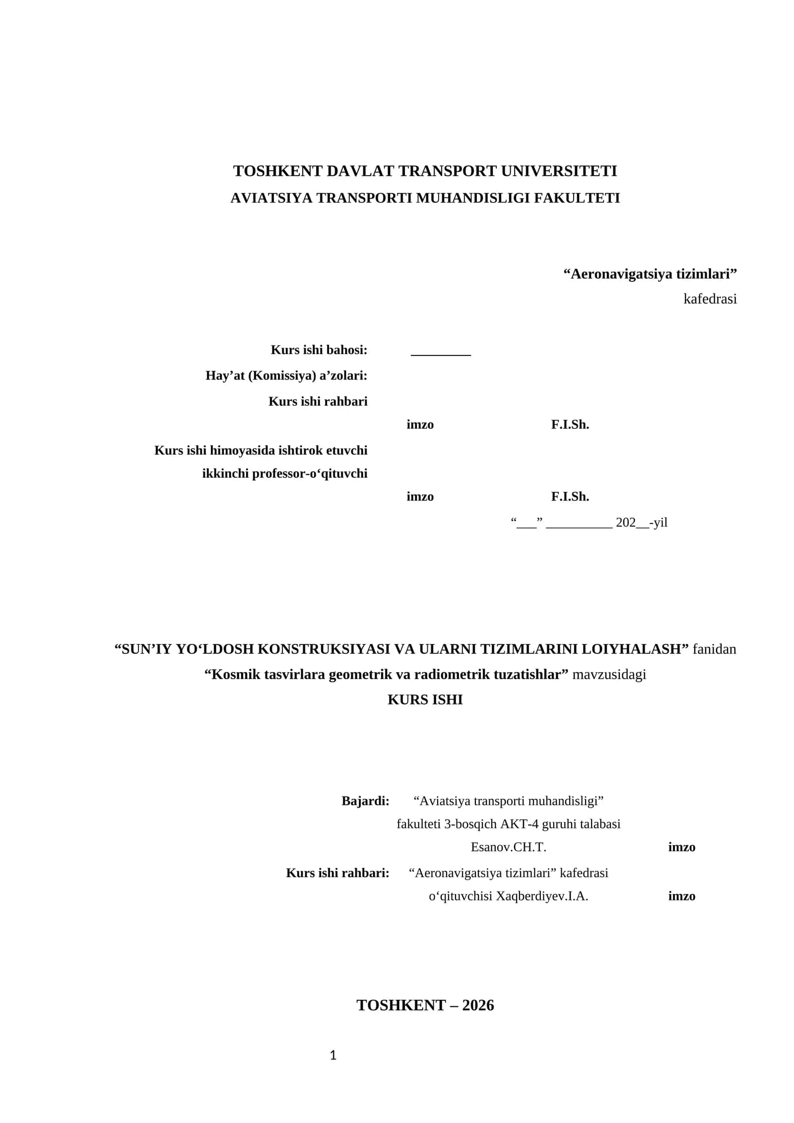 KOSMIK TASVIRLAR VA ULARNING XUSUSIYATLARI