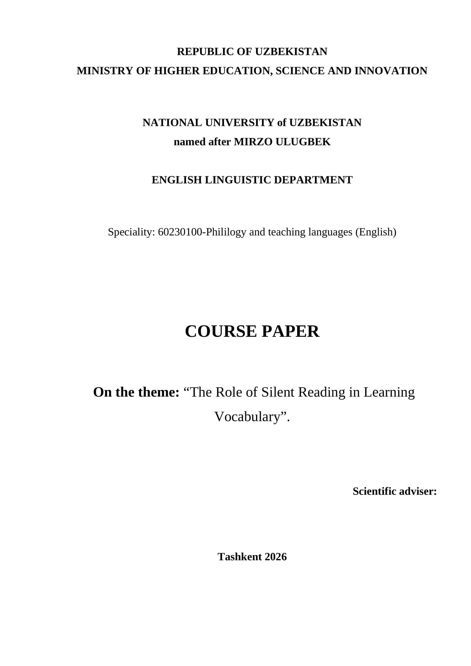 The Role of Silent Reading in Learning Vocabulary
