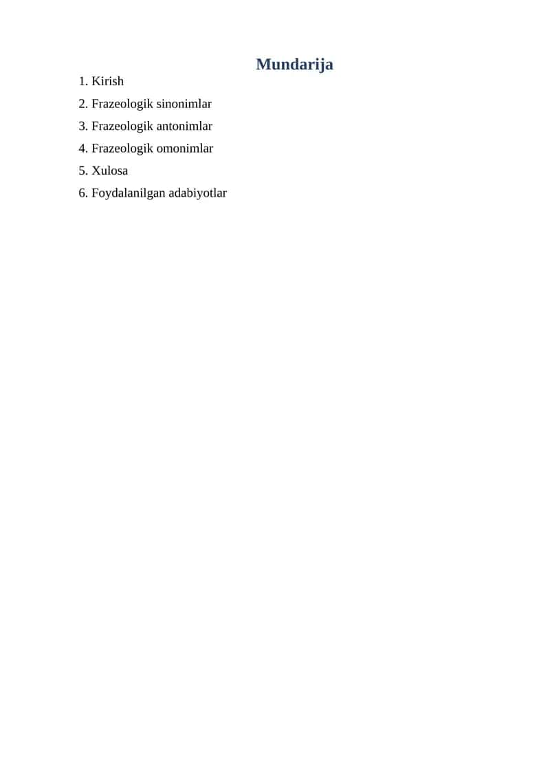 Frazeologik omonimlar, sinonimlar va antonimlar