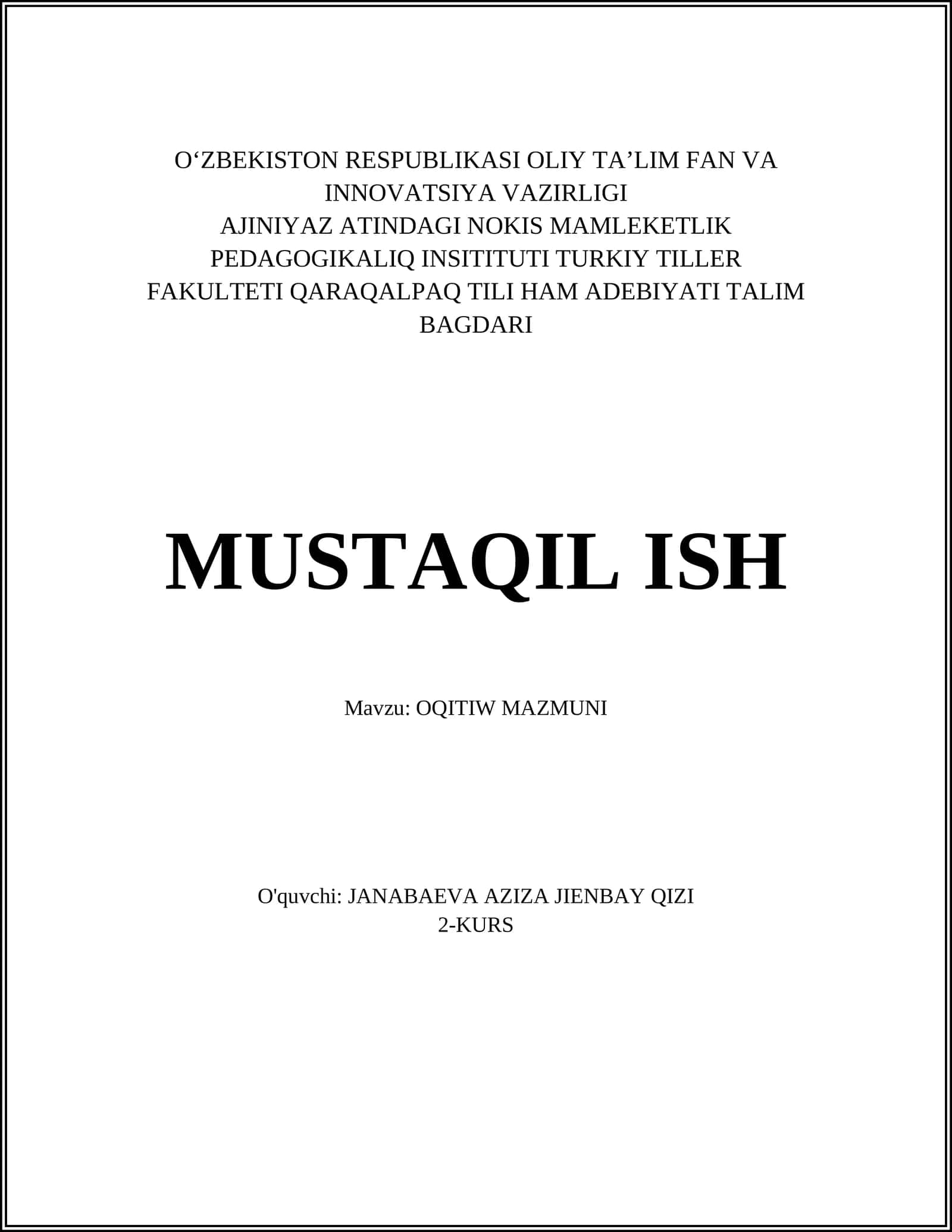 OQITIW MAZMUNI