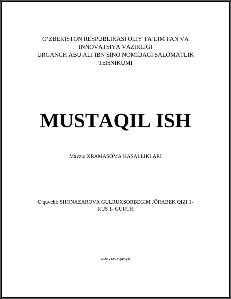 XRAMASOMA KASALLIKLARI