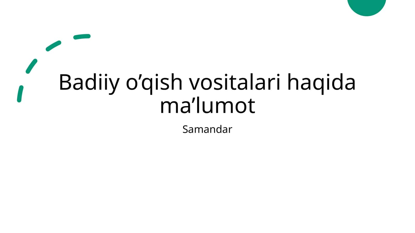 Badiiy o’qish vositalari haqida ma’lumot