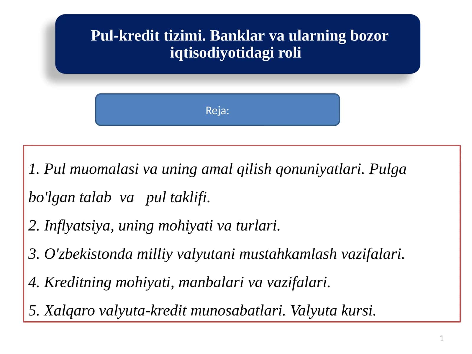 pul kredit tizimi