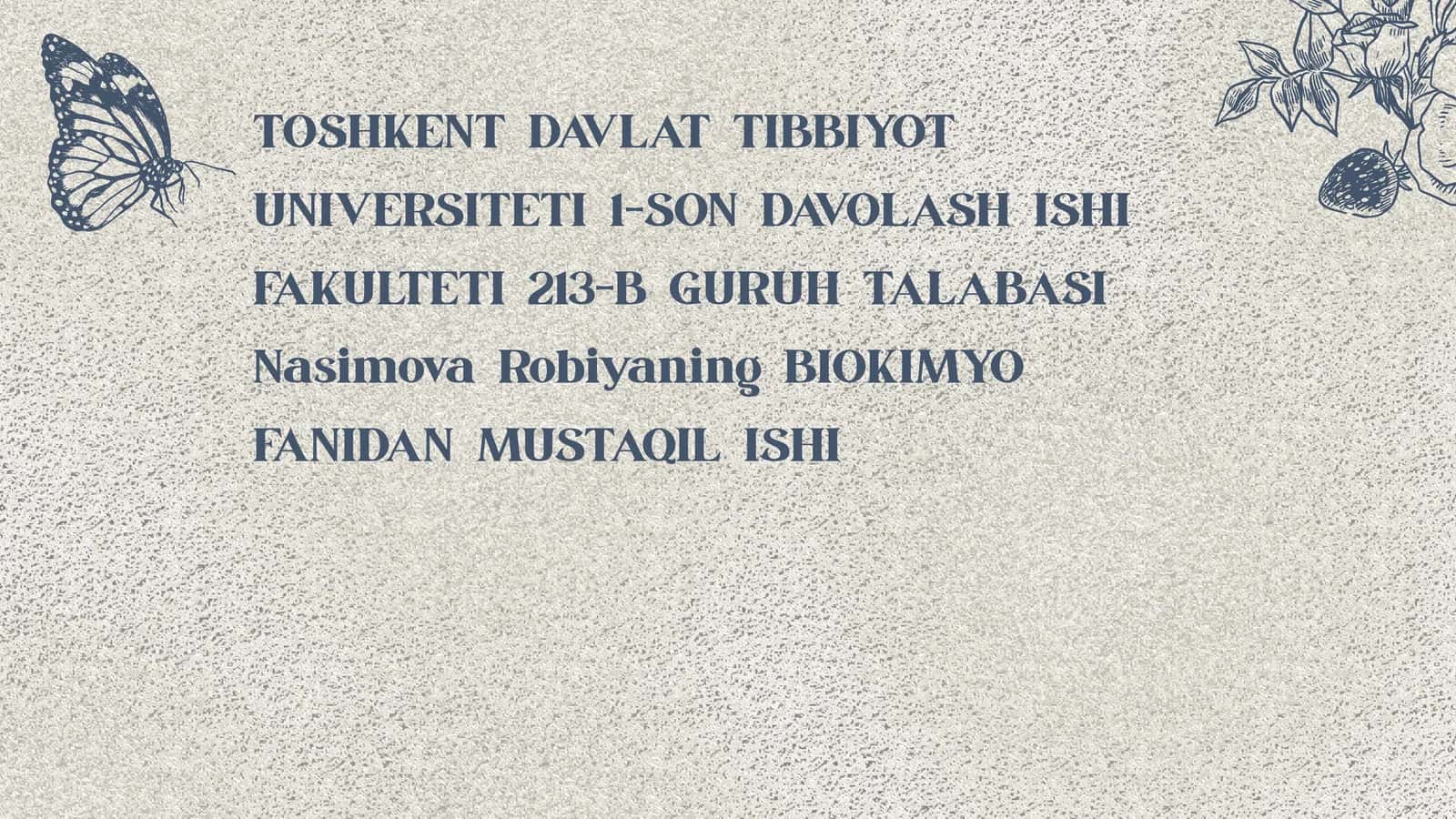 BIOKIMYO FANIDAN MUSTAQIL ISHI MAVZU: ETANOL METABOLIZMI. ALDG FERMENTINING IZOFORMALARI