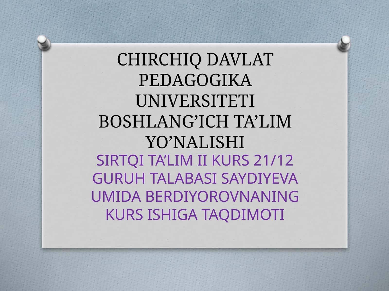 SINFDAN TASHQARI ASOSIY BOSQICH DARSLARINI TASHKIL ETISH (3-SINF)