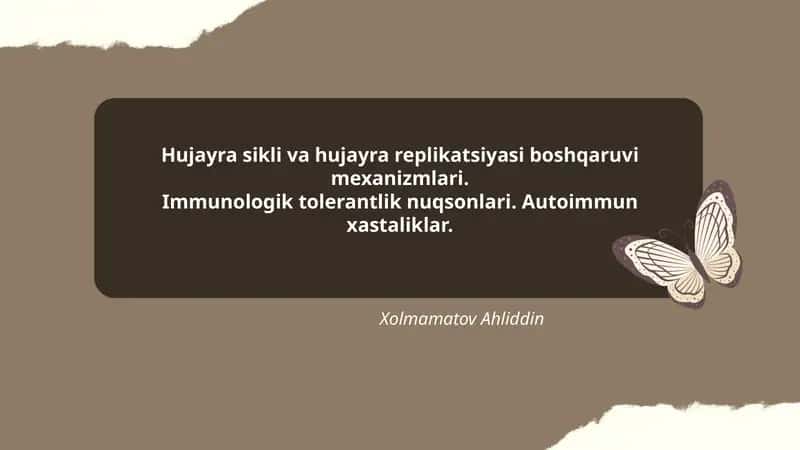 Hujayra sikli va hujayra replikatsiyasi boshqaruvi mexanizmlari