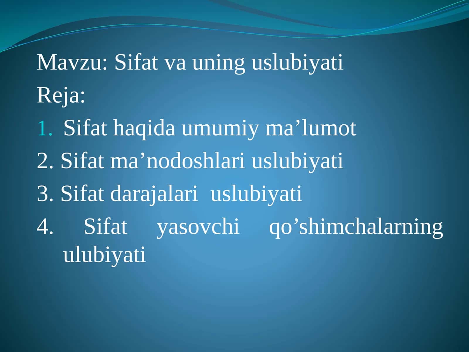 Sifat va uning uslubiyati