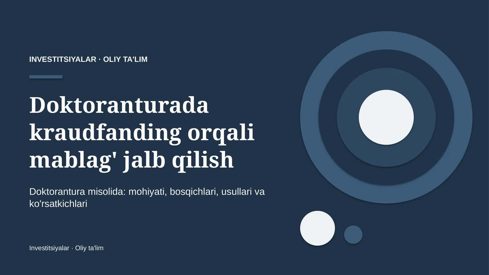 Doktoranturada kraudfanding orqali mablag' jalb qilish