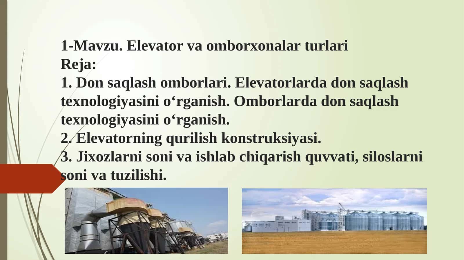 Elevator va omborxonalari turlari