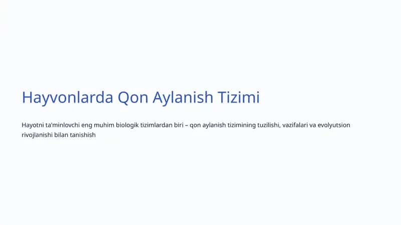 Hayvonlarda Qon Aylanish Tizimi
