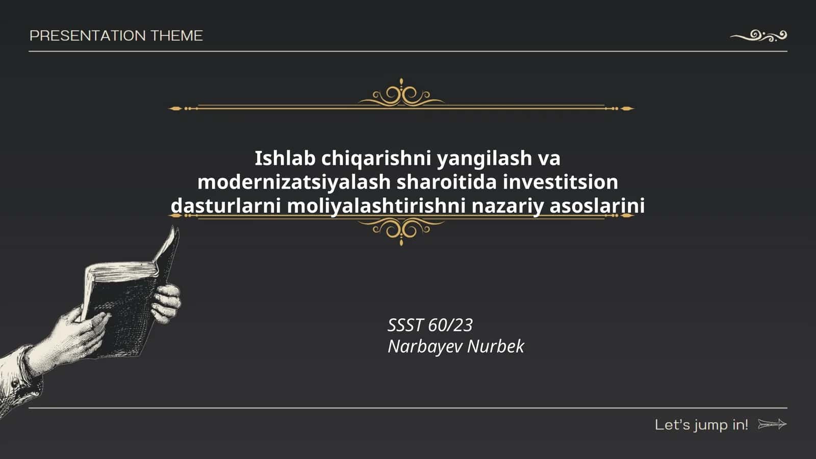 Investitsion dasturlarni moliyalashtirishni nazariy asoslarini
