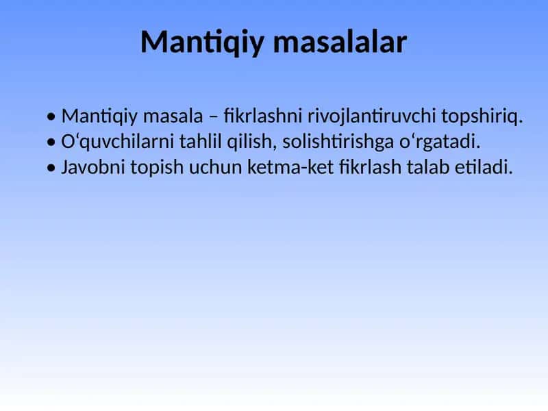 mantiqiy masalalar