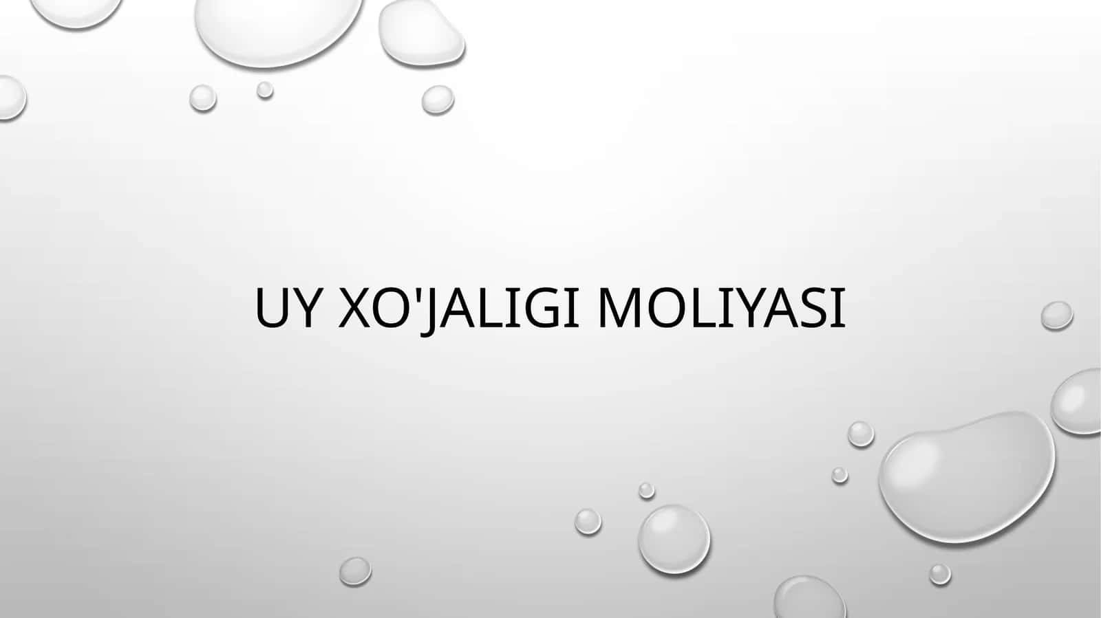 Uy xo'jaligi moliyasi